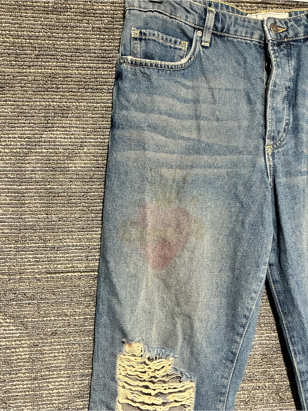 Free People Washed Light Blue Distressed Boyfriend Jeans - Picture 2 of 12